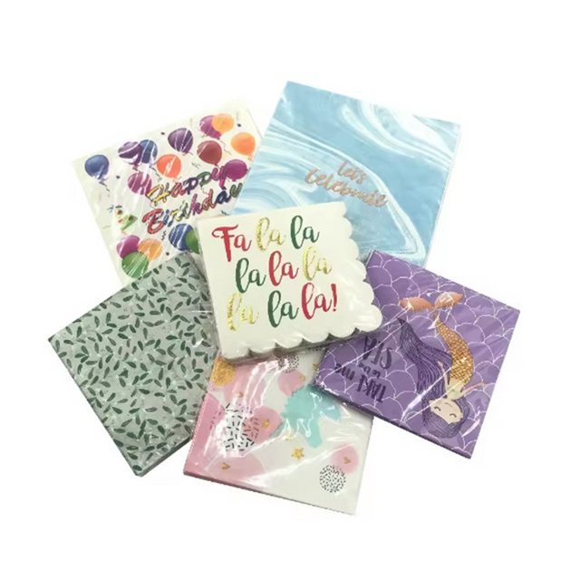 Высококачественные однослойные салфетки из натуральной древесной массы с принтом на заказ, стиль сумки для свадебного коктейля, мероприятия в баре для домашних животных